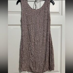 Alice + Olivia Dusty Rose Sequin Dress Size 4 100% Silk Base See Pics